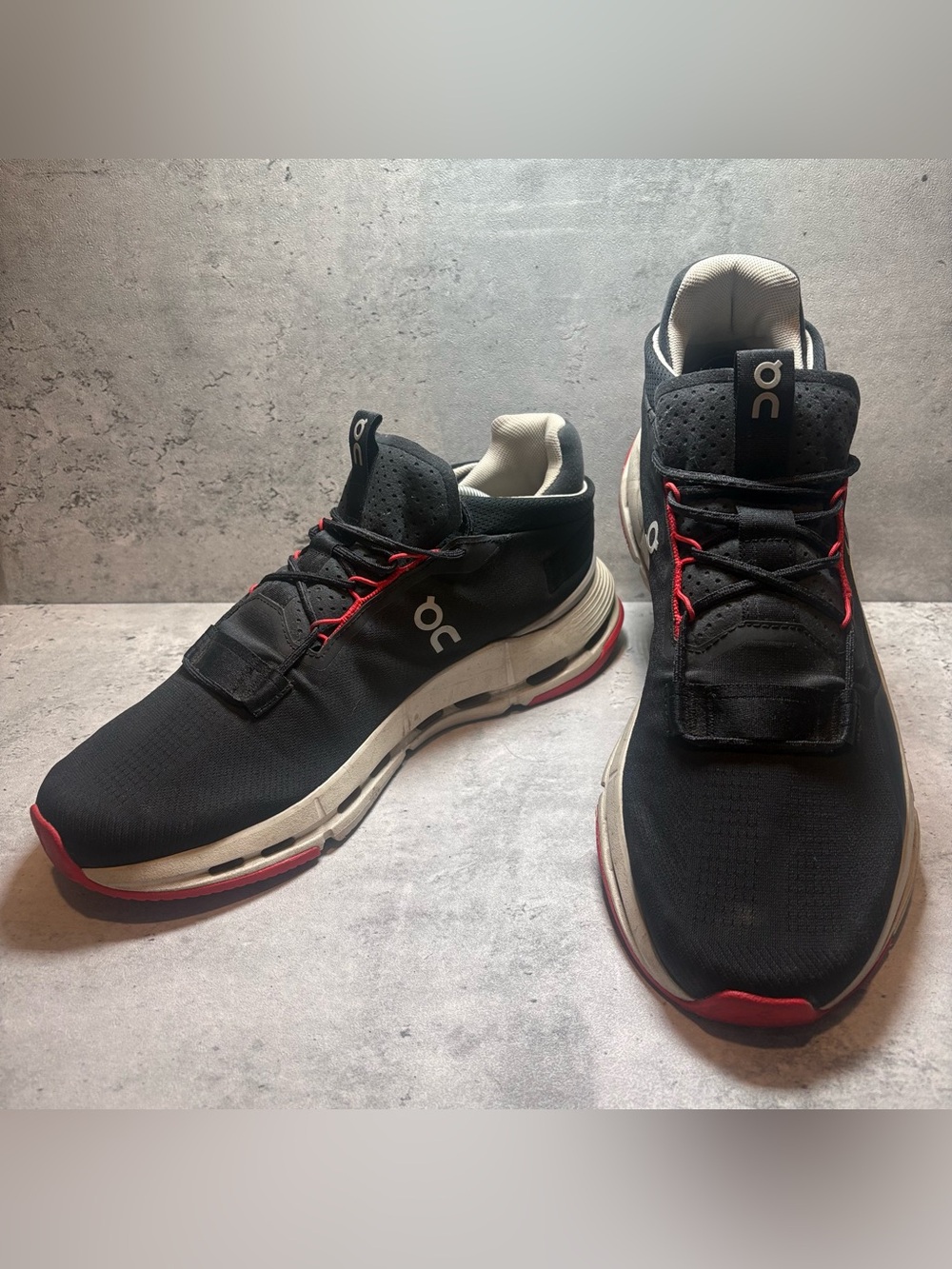 On Cloudnova Form 2 Running Trainers Shoes Black Ivory Red  Men's Size 12